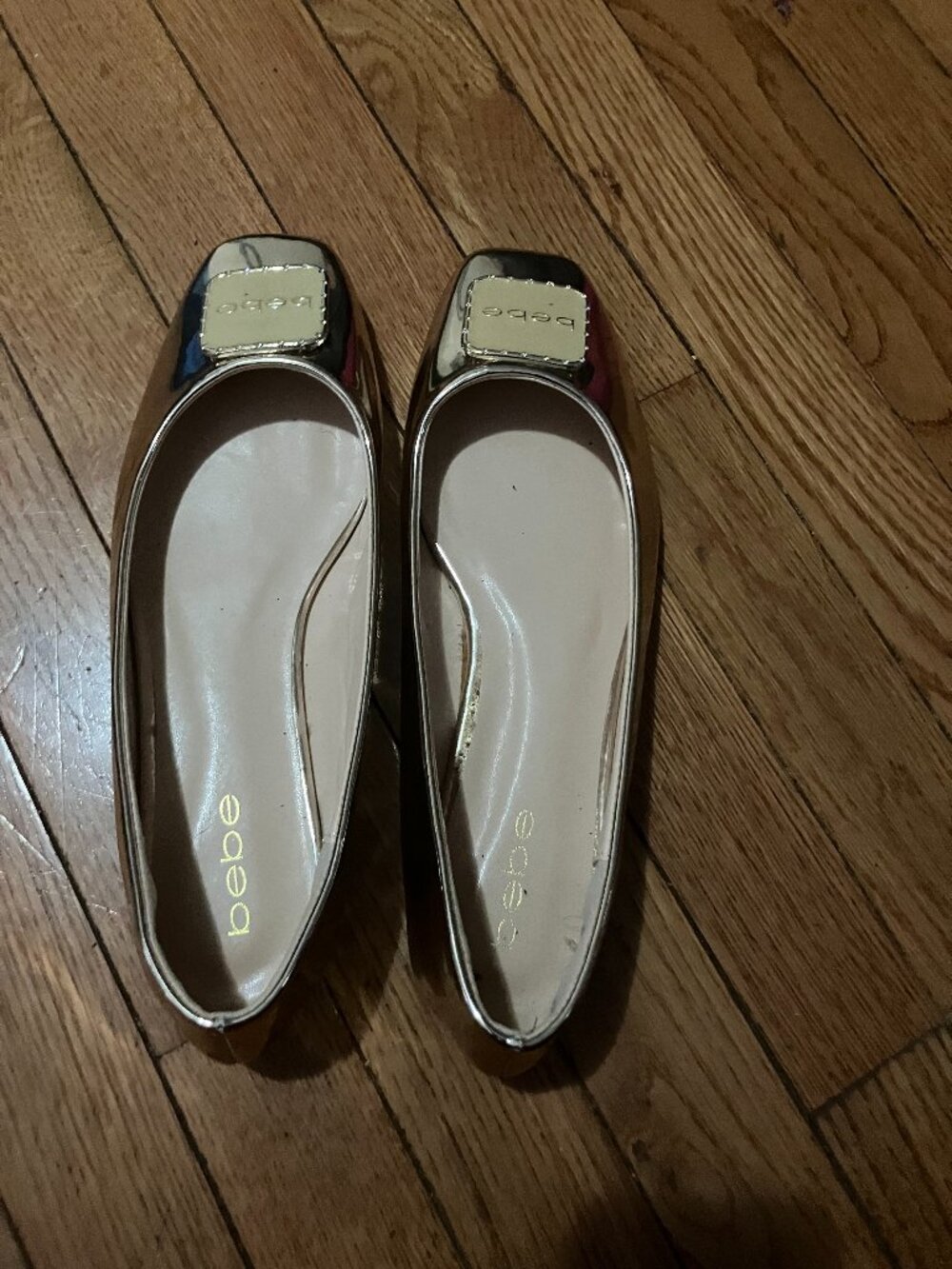 Bebe Alina Metallic Gold Slip-On Ballet Flats